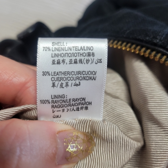 BCBGMaxAzria Black Linen Hobo Bag with Gold Hardware - Picture 10 of 16